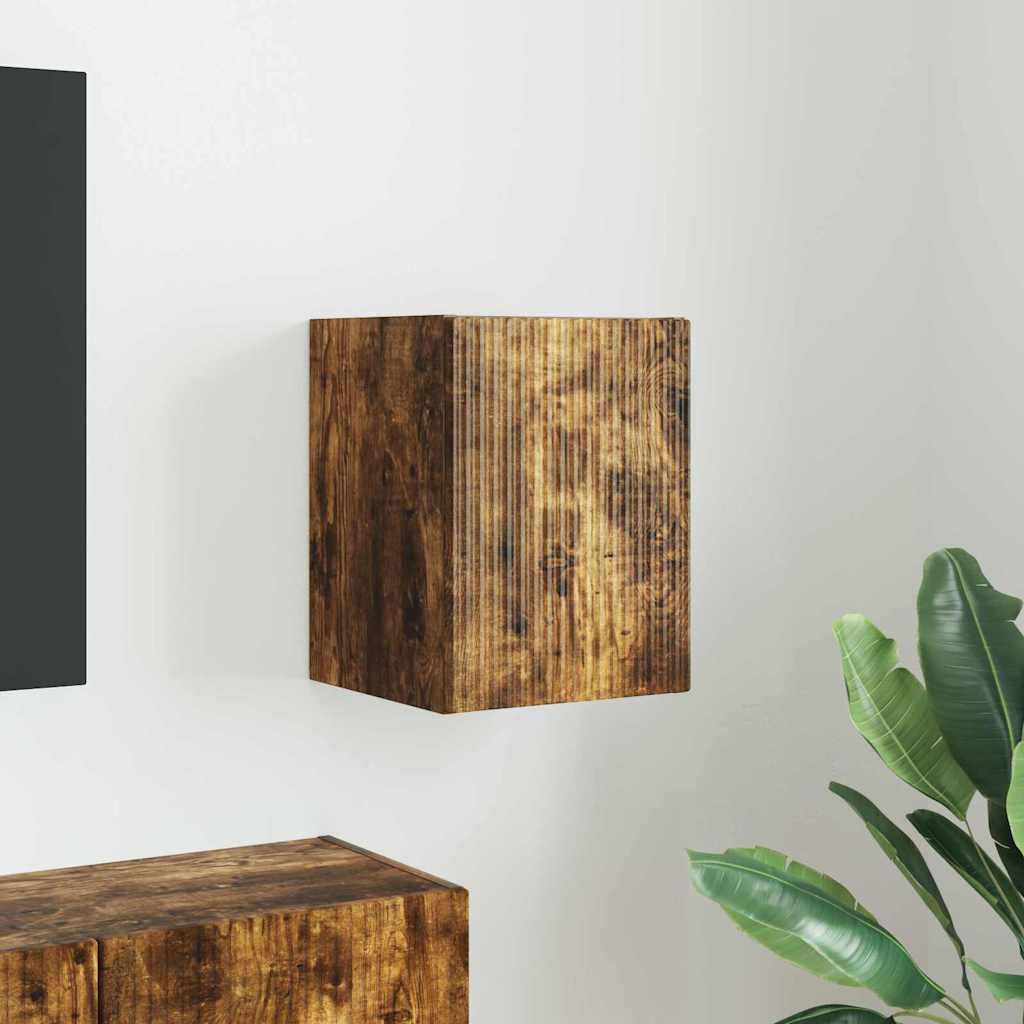 Tv Vægskab Vægmonteret Konstrueret Træ - Røget eg / 30 x 31 x 40 cm