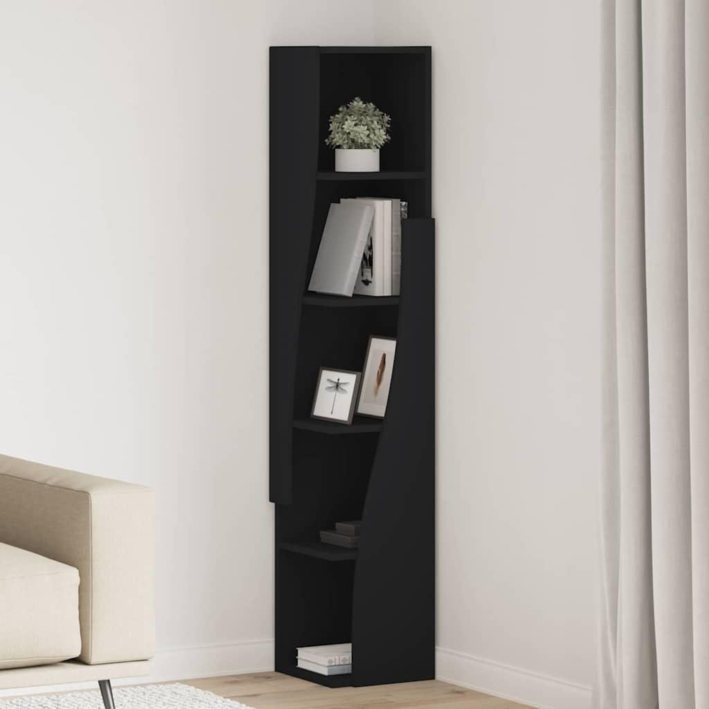 Hjørneskab 25,5x25x102cm Konstrueret Træ - Sort / 27,5x27x140cm