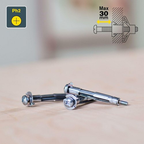 Rawlplugs til gips Rapid Ø 8 x 46 mm med skrue M4 x 58 mm - metal, 10 stk.