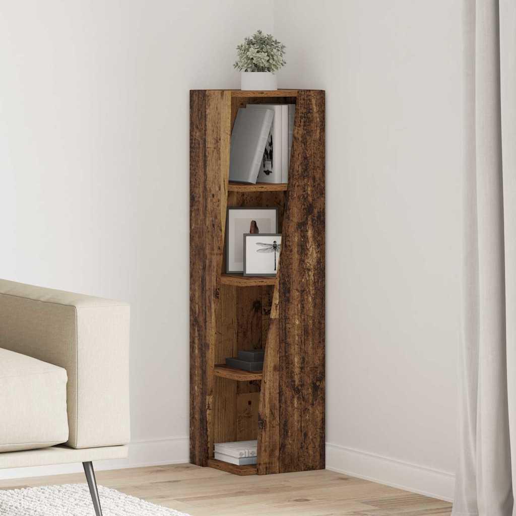 Hjørneskab 25,5x25x102cm Konstrueret Træ - Gammelt træ / 27,5x27x102cm