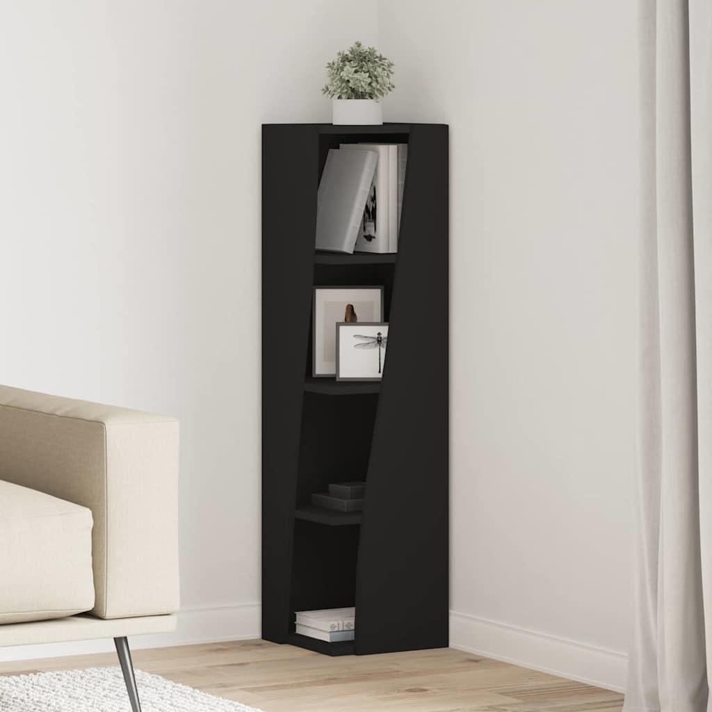 Hjørneskab 25,5x25x102cm Konstrueret Træ - Sort / 27,5x27x102cm