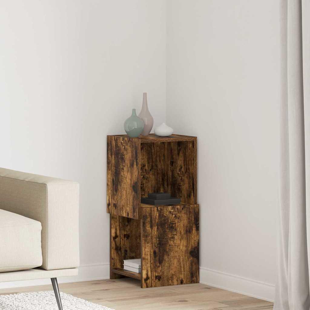 Hjørneskab 25,5x25x102cm Konstrueret Træ - Røget eg / 30x30,5x65cm