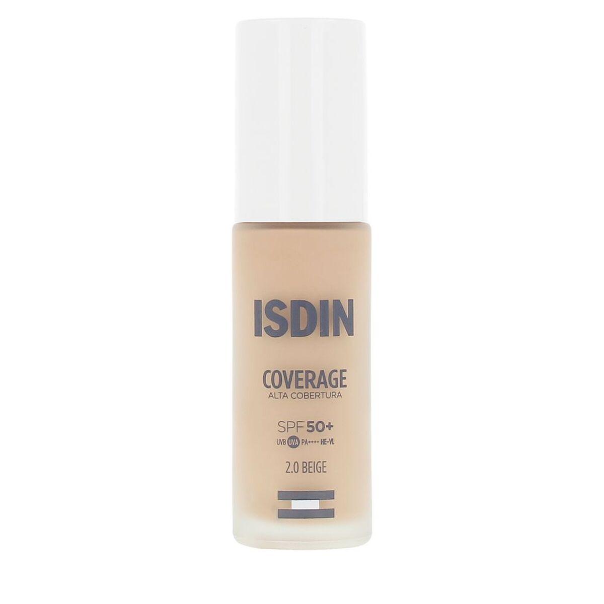 Foundation med høj dækkeevne Isdin Coverage SPF 50 - Nº 2.0 Beige 30 g
