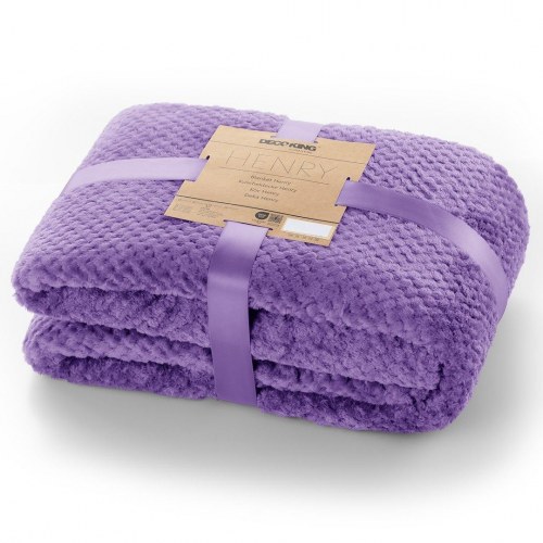 Plaid DecoKing HENRY - violet, jacquardpræget, 220×240 cm