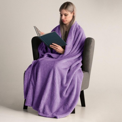 Plaid DecoKing HENRY - violet, jacquardpræget, 220×240 cm