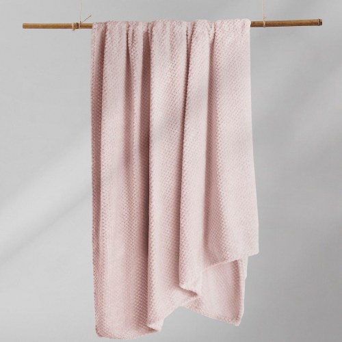 Plaid tæppe HENRY fra DecoKing - pudderlyserød, jacquard, 70 × 150 cm