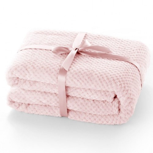 Plaid fleece Henry - DecoKing, pudderlyserød, 150×200 cm