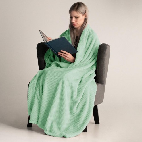 Plaid tæppe DecoKing Henry - mintgrøn, jacquard, 220×240 cm