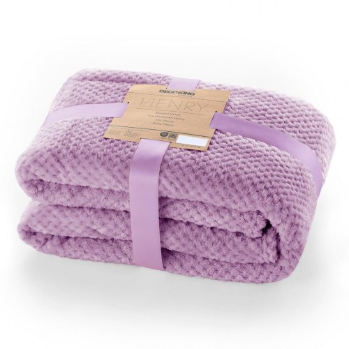 Plaid tæppe DecoKing Henry - lilla, jacquard-præget, 170×210 cm
