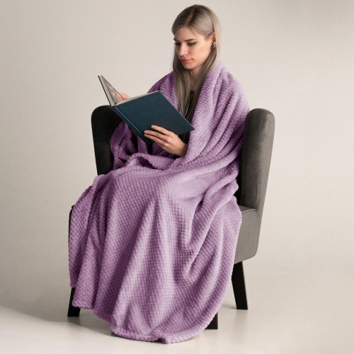 Plaid tæppe DecoKing Henry - lilla, jacquard-præget, 170×210 cm