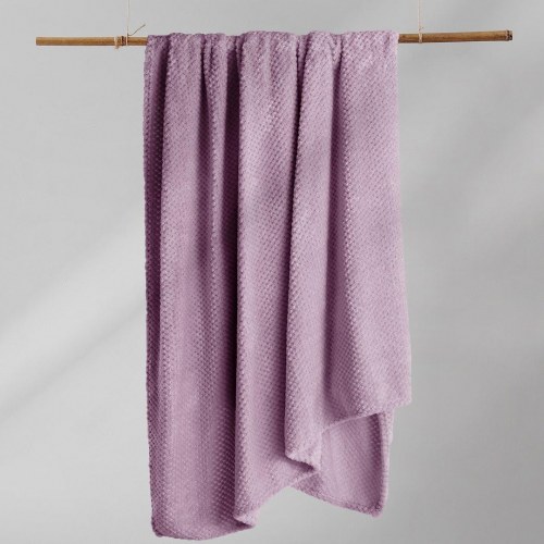 Plaid tæppe DecoKing Henry - lilla, jacquard-præget, 170×210 cm