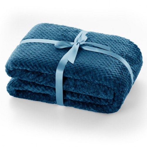 Plaid DecoKing Henry - indigo, jacquard-præget, 70×150 cm