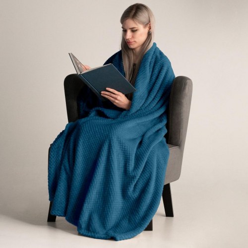 Plaid tæppe DecoKing Henry - indigo, jacquard, 220×240 cm