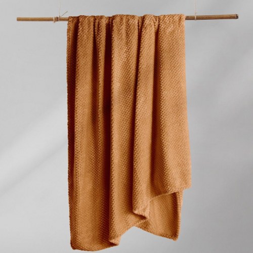 Plaid Henry - DecoKing, brunrød jacquard, 70×150 cm