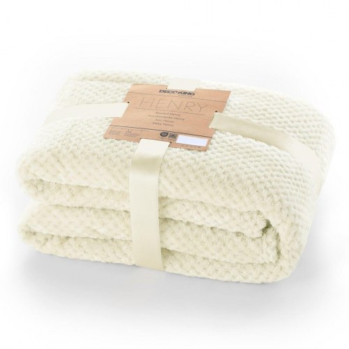 Plaid tæppe DecoKing Henry - creme, jacquard, 170×210 cm