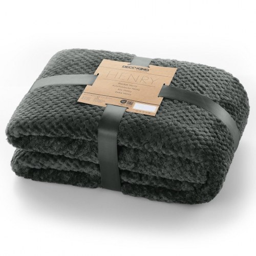 Plaid DecoKing Henry - grafit, jacquard-præget, 220×240 cm