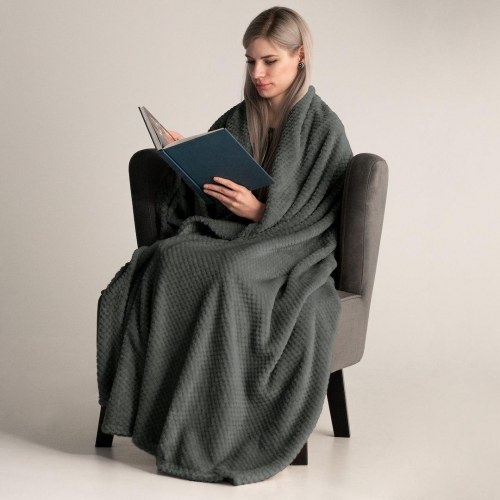 Plaid DecoKing Henry - grafit, jacquard-præget, 220×240 cm