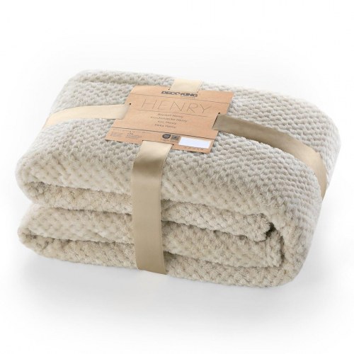Plaid DecoKing Henry - cappuccino, jacquard, 170×210 cm