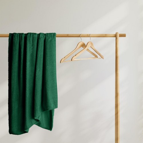 Plaid tæppe DecoKing Henry - flaskegrøn, jacquard-præget, 170×210 cm