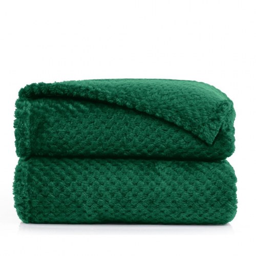 Plaid tæppe DecoKing Henry - flaskegrøn, jacquard-præget, 170×210 cm