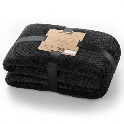 Plaid DecoKing Henry - sort jacquard, moderne, 170×210 cm