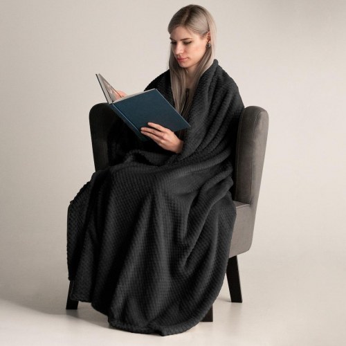 Plaid DecoKing Henry - sort jacquard, moderne, 170×210 cm
