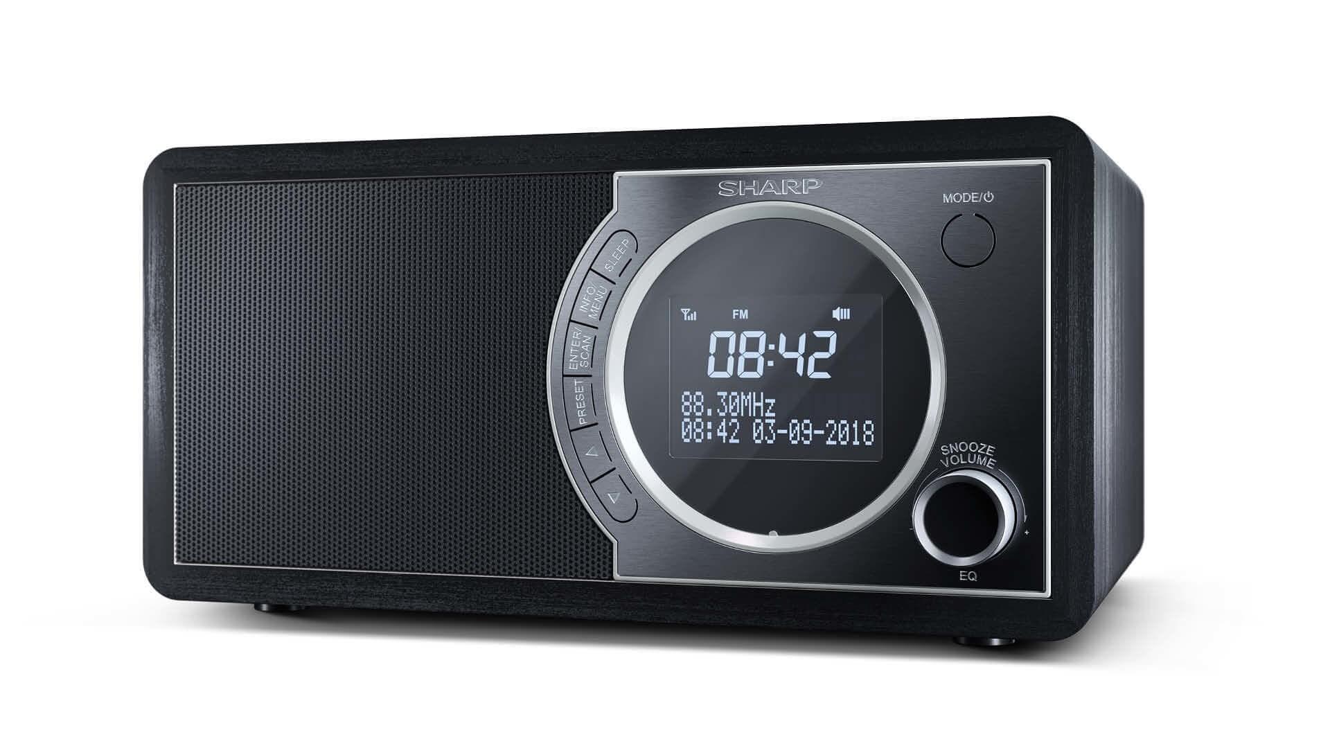 Vækkeur med DAB+/FM radio - Sharp DR-450, sort billede