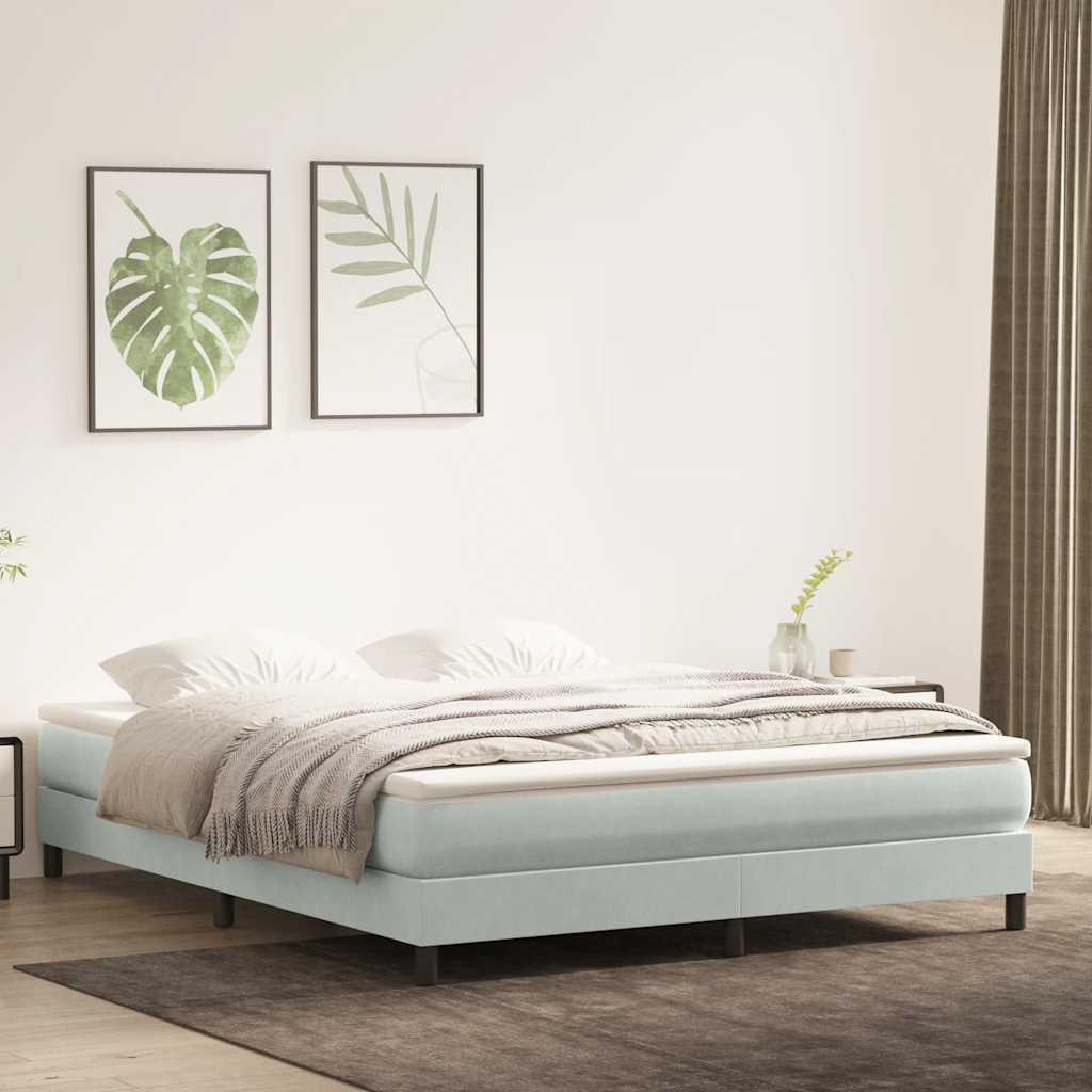 Kontinentalseng uden madras 180x220 cm fløjl lysegrå