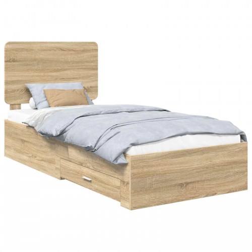 Sengestel med opbevaring 90 x 200 cm - Sonoma eg