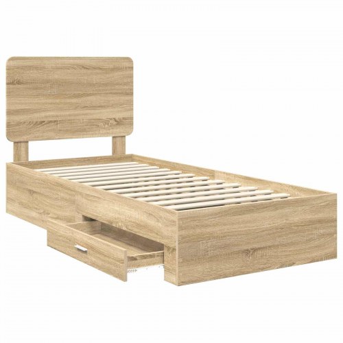 Sengestel med opbevaring 90 x 200 cm - Sonoma eg