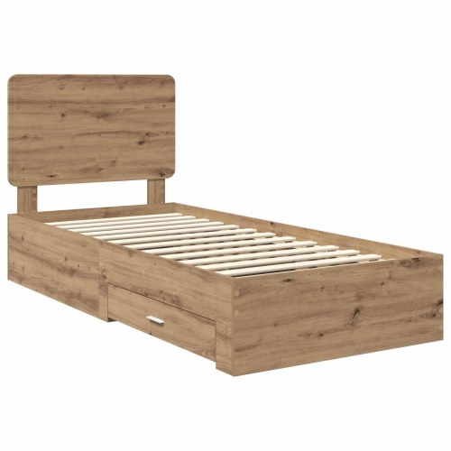Opbevaringssengestel med hovedgavl 100 x 200 cm - artisan egetræ