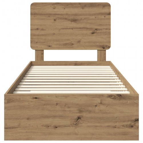 Opbevaringssengestel med hovedgavl 100 x 200 cm - artisan egetræ