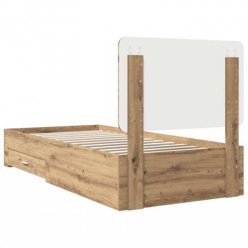 Opbevaringssengestel med hovedgavl 100 x 200 cm - artisan egetræ