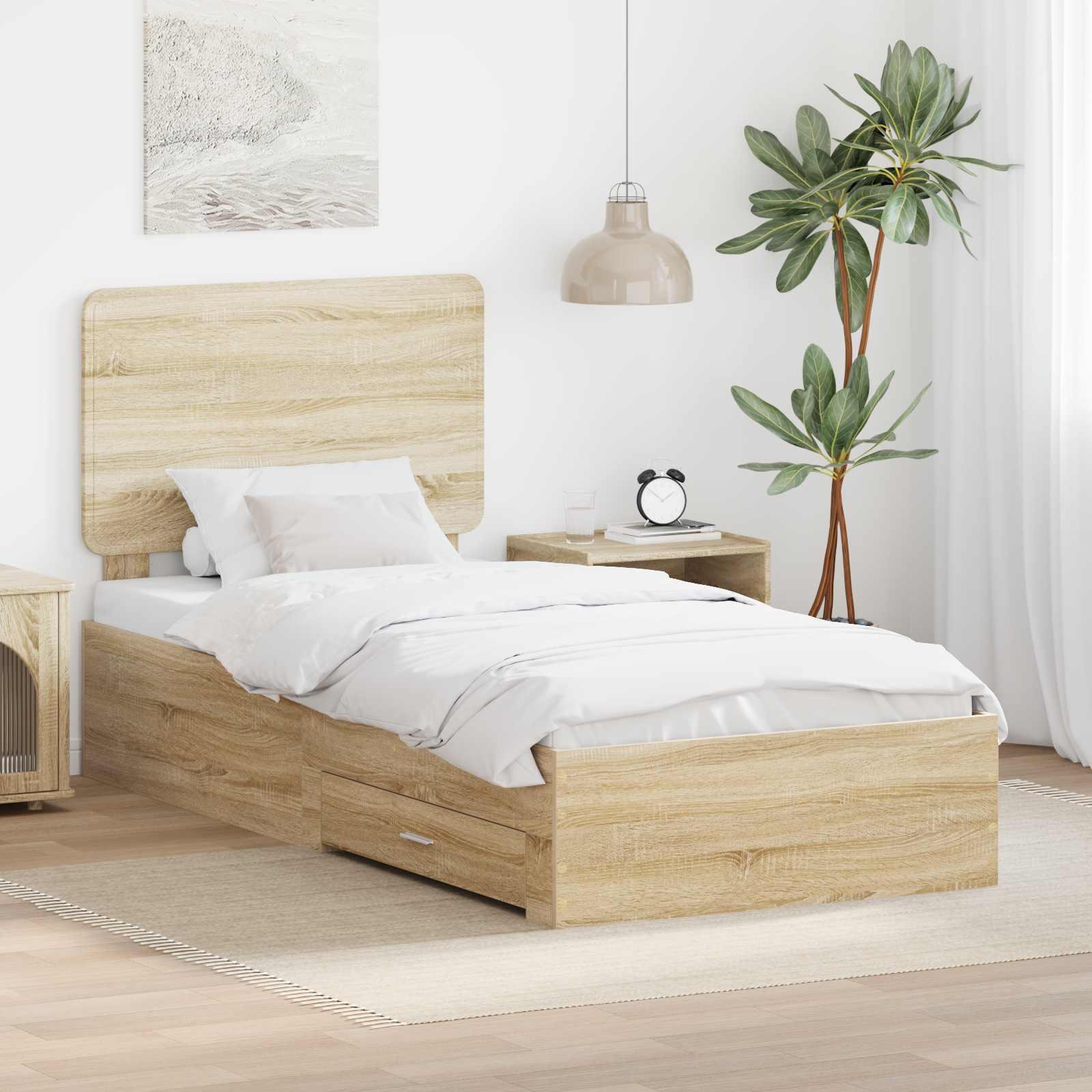 Sengestel med hovedgærde Sonoma eg 100 x 200 cm Konstrueret træ