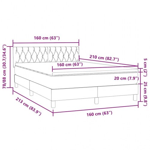 Kontinentalseng med madras 160×210 cm i fløjl - mørkegrå