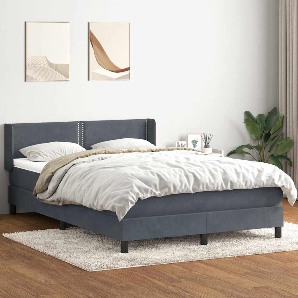 Kontinentalseng med madras 160x210 cm fløjl mørkegrå