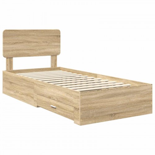 Sengestel med opbevaring - sonoma eg 100 x 200 cm
