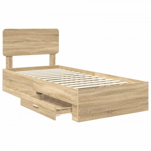 Sengestel med opbevaring - sonoma eg 100 x 200 cm