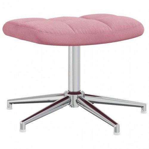 Lænestol med fodskammel fløjl lyserød