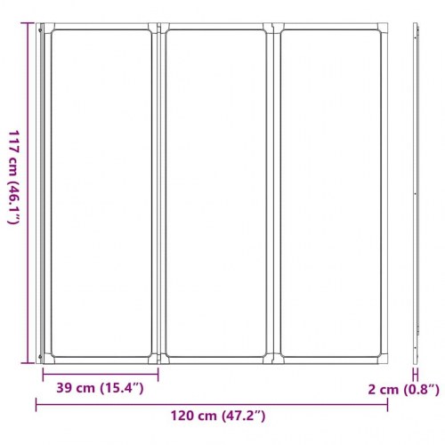 Badskærm Matteret 120 x 117 cm Aluminium & PP Panel