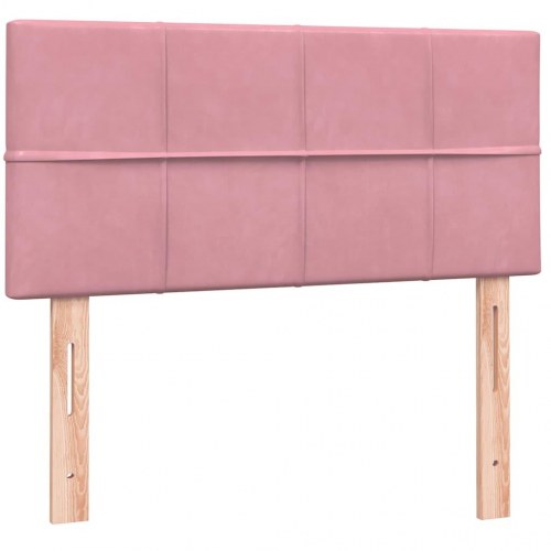Kontinentalseng med madras lyserød 90x220 cm fløjl