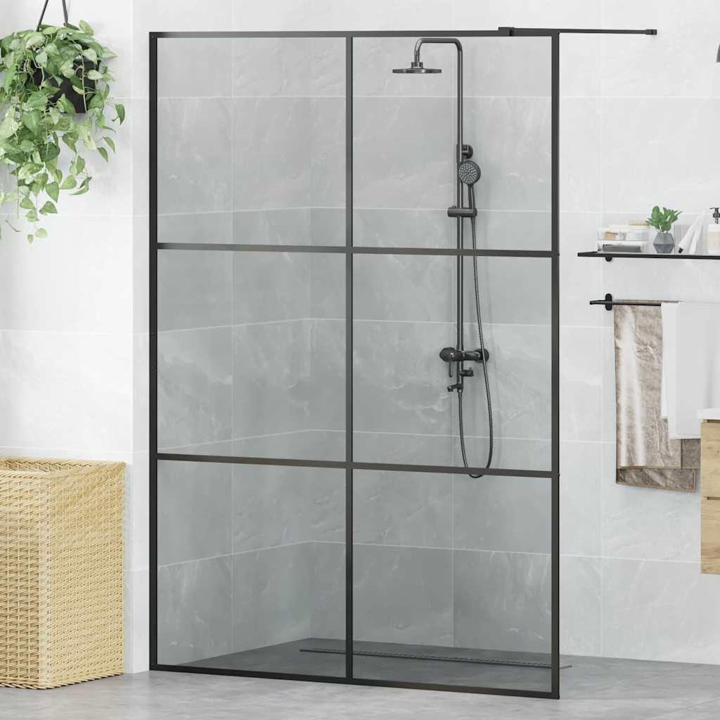 Walk-in brusevæg Sort 140 x 195 cm hærdet glas