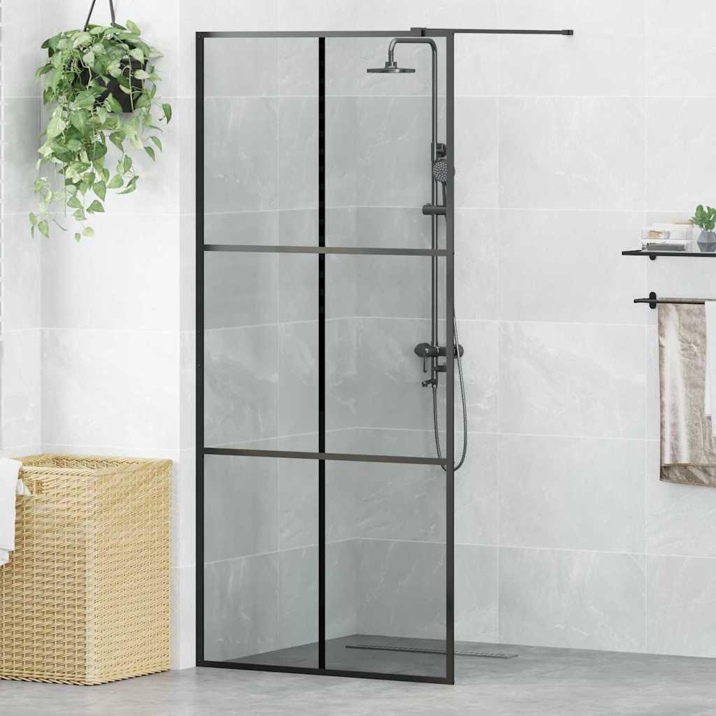 Walk-in brusevæg Sort 90 x 195 cm hærdet glas