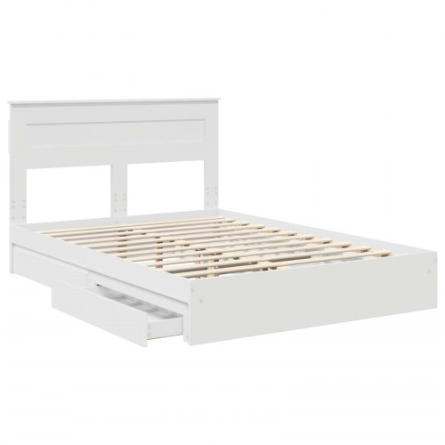 Opbevaringsseng med skuffe 140 x 190 cm - hvid