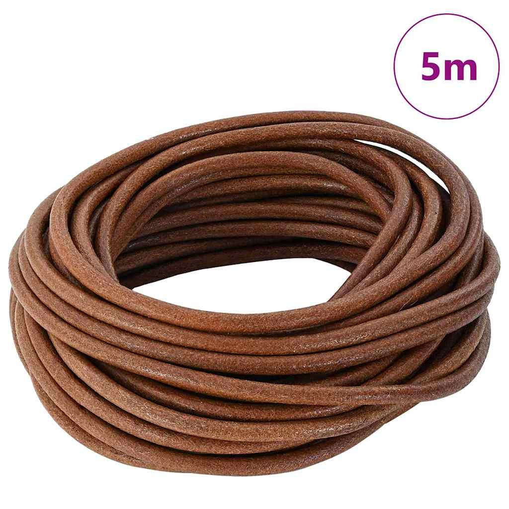 Lædersnor Lys Brun Ø4 mm x 5 m Læder