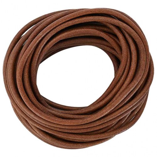 Lædersnor Lys Brun Ø4 mm x 5 m Læder
