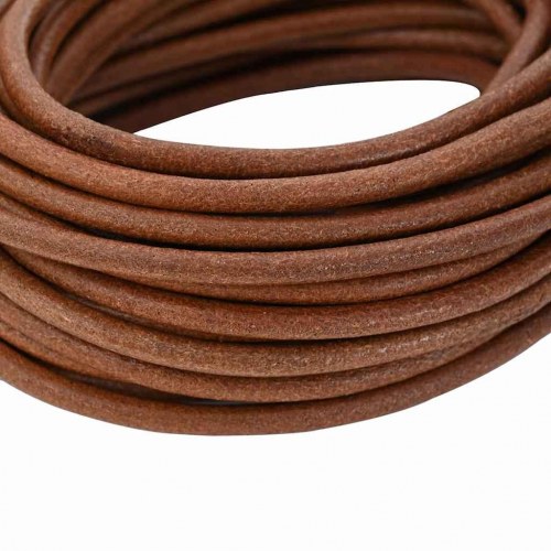 Lædersnor Lys Brun Ø4 mm x 5 m Læder