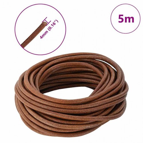 Lædersnor Lys Brun Ø4 mm x 5 m Læder