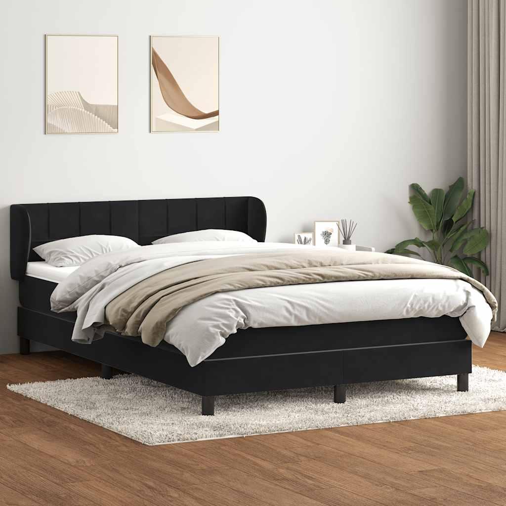 vidaXL kontinentalseng med madras 160x210 cm fløjl sort