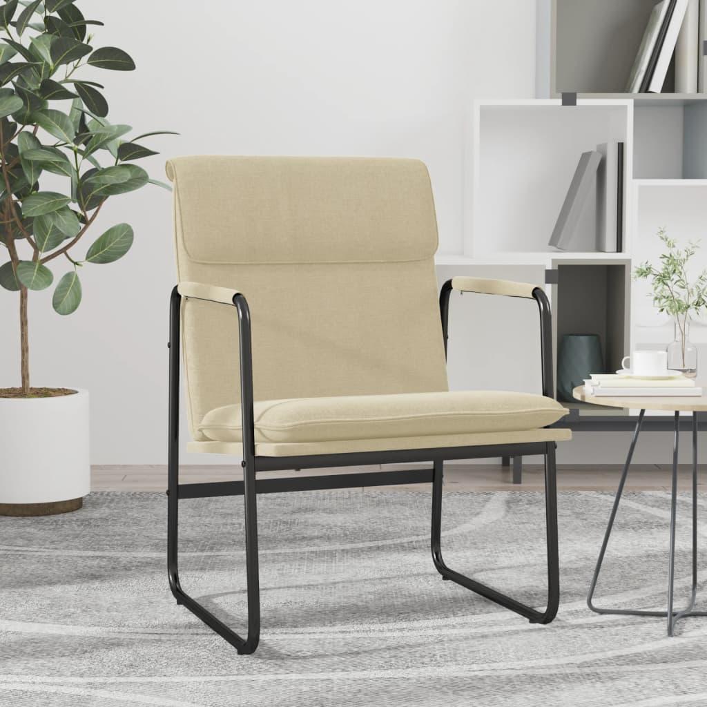 Loungestol i stof - cremefarvet, 55 × 64 × 80 cm